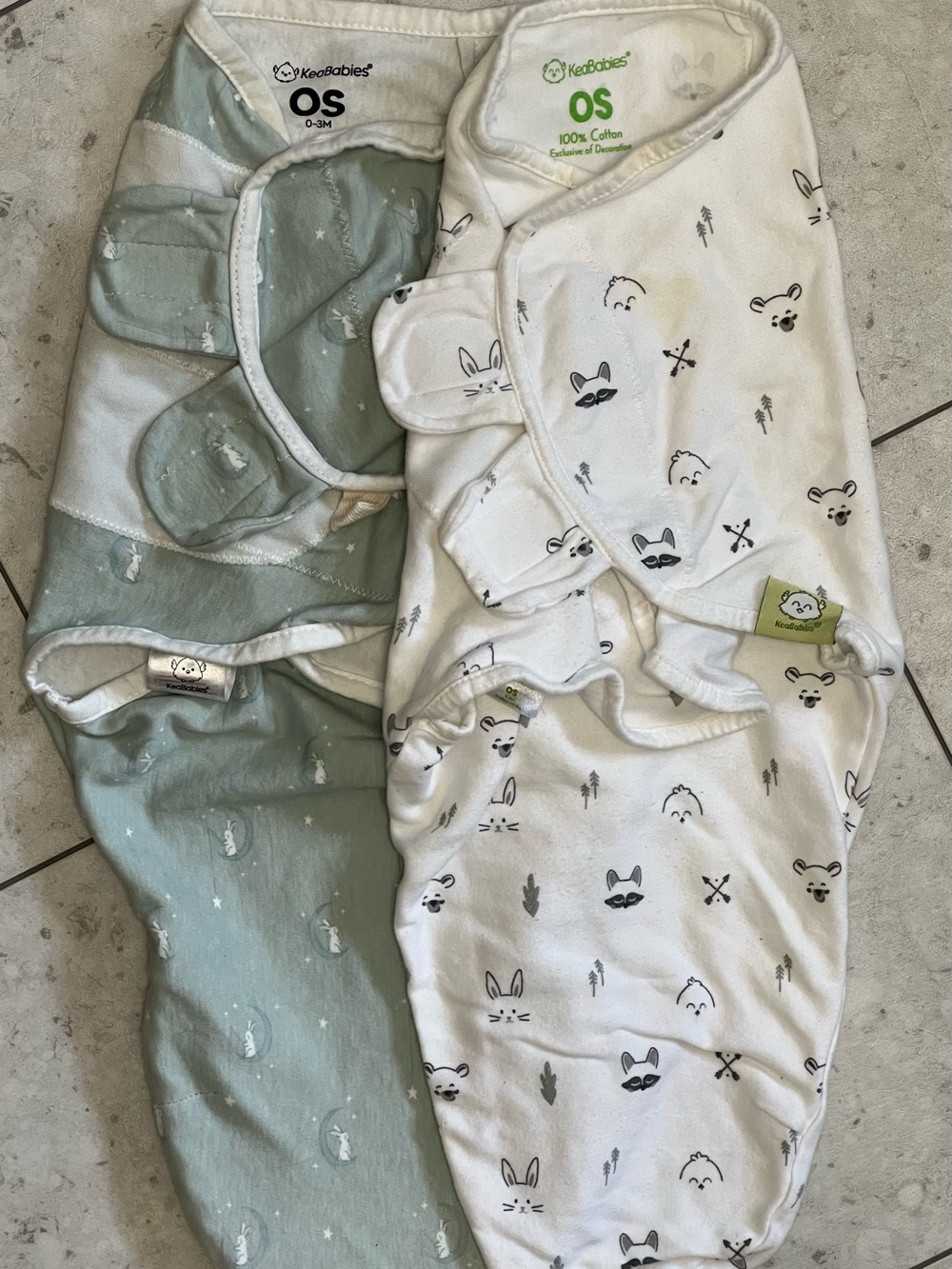 KeaBabies Newborn Swaddle Set - Sage Green and White